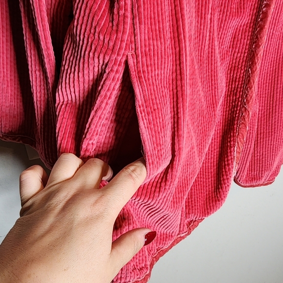 J. Jill Pink Corduroy Velvet Button Front Jacket Pockets Size 1X - Picture 14 of 16